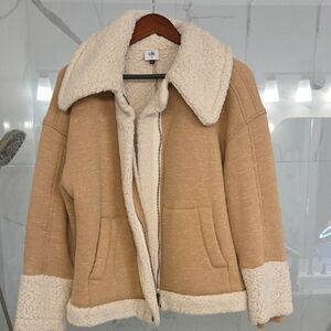 Tan and Cream Sherpa Jacket